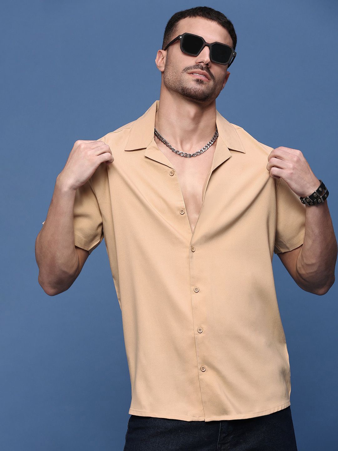 

SHOWOFF Men Standard Opaque Casual Shirt, Beige