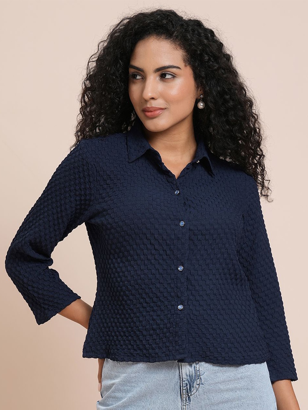 

all about you Women Classic Opaque Striped Casual Shirt, Black