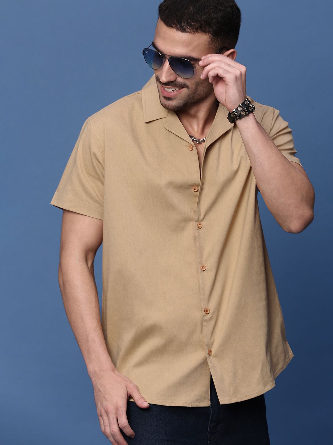 

SHOWOFF Men Standard Opaque Casual Shirt, Beige