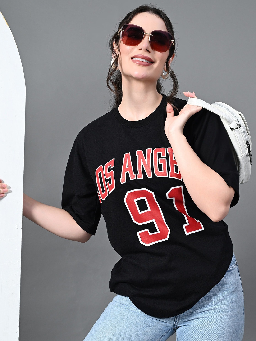 

The Roaster Lifestyle Co Printed Cotton Oversized Tshirt, Black