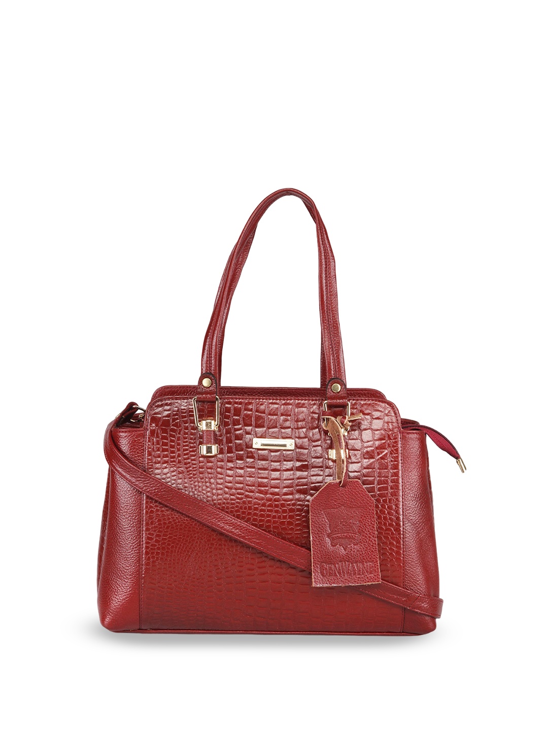 

GENWAYNE Textured Leather Structured Sling Bag, Maroon