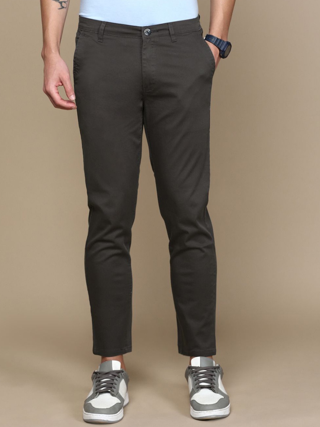 

Chennis Men Chinos Regular Fit Trousers, Grey