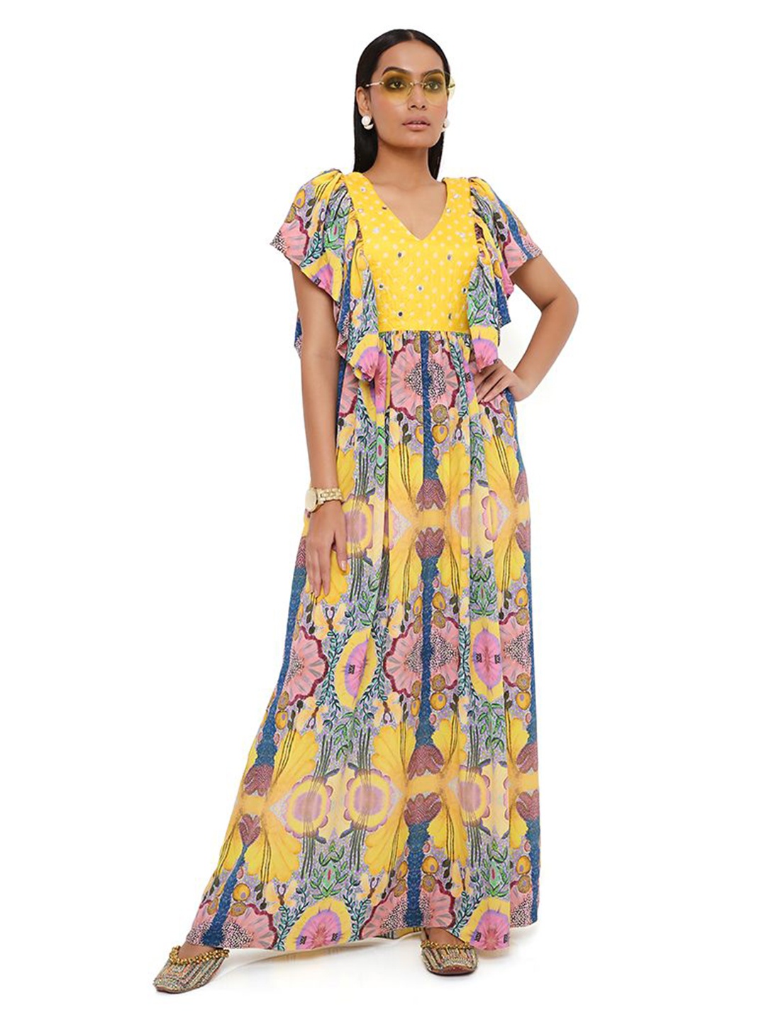 

Payal Singhal Floral Print Crepe Maxi Dress, Yellow