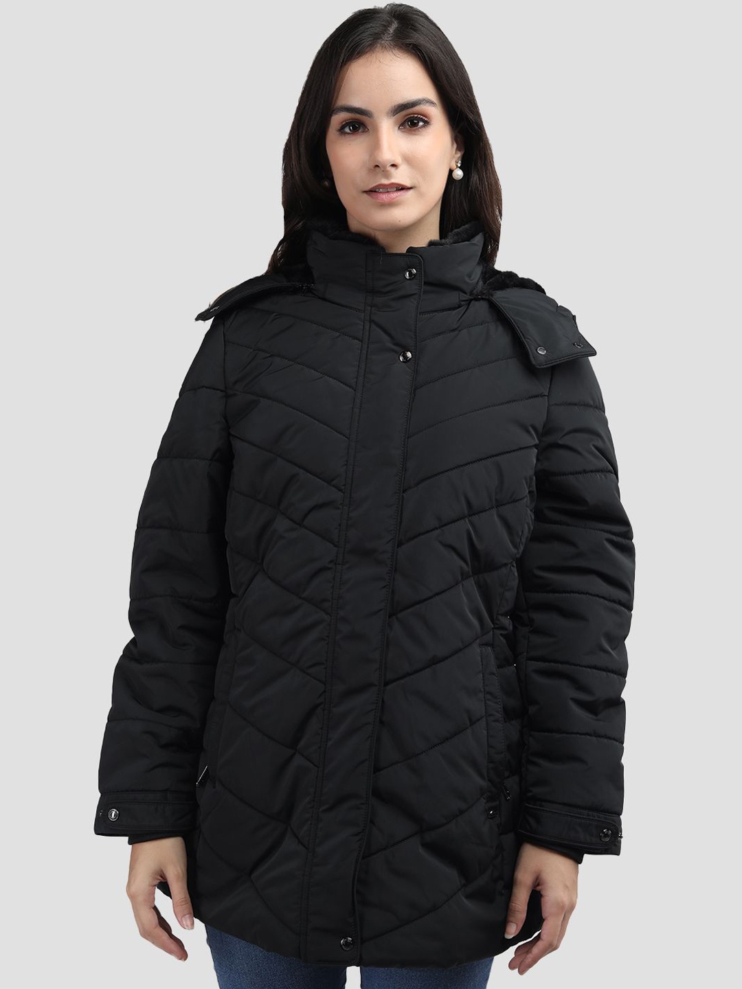 

LURE URBAN Women Outdoor Puffer Jacket, Black