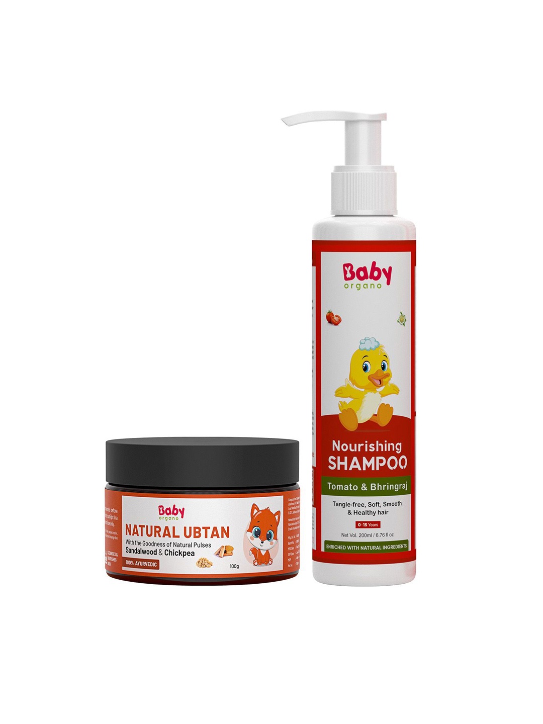

BABYORGANO Set Of 2 Ubtan Powder 100g & Baby Shampoo 200ml, Orange