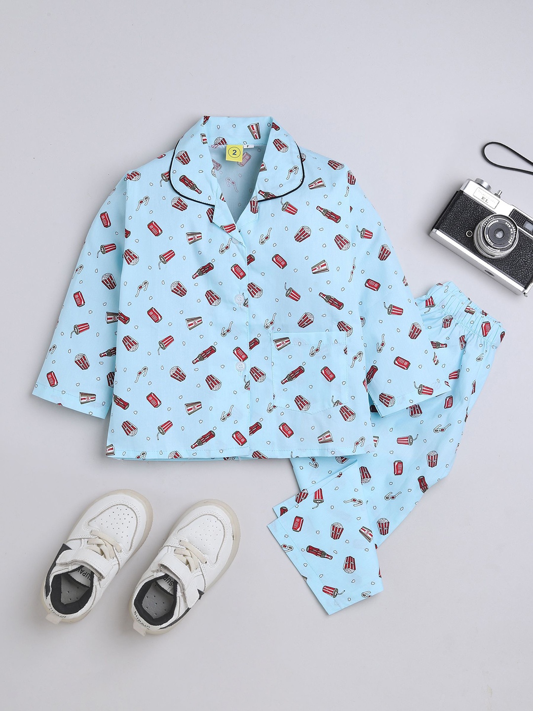 

The Magic Wand Boys Printed Night suit, Blue