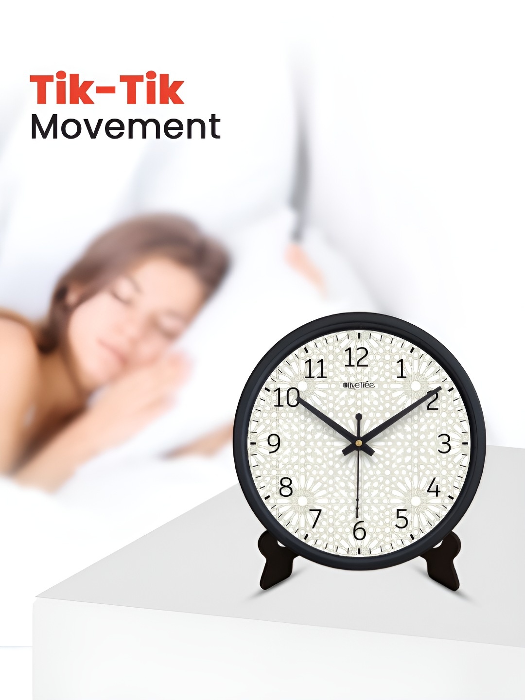 

OLIVE TREE Black & White Printed Contemporary Table Clock
