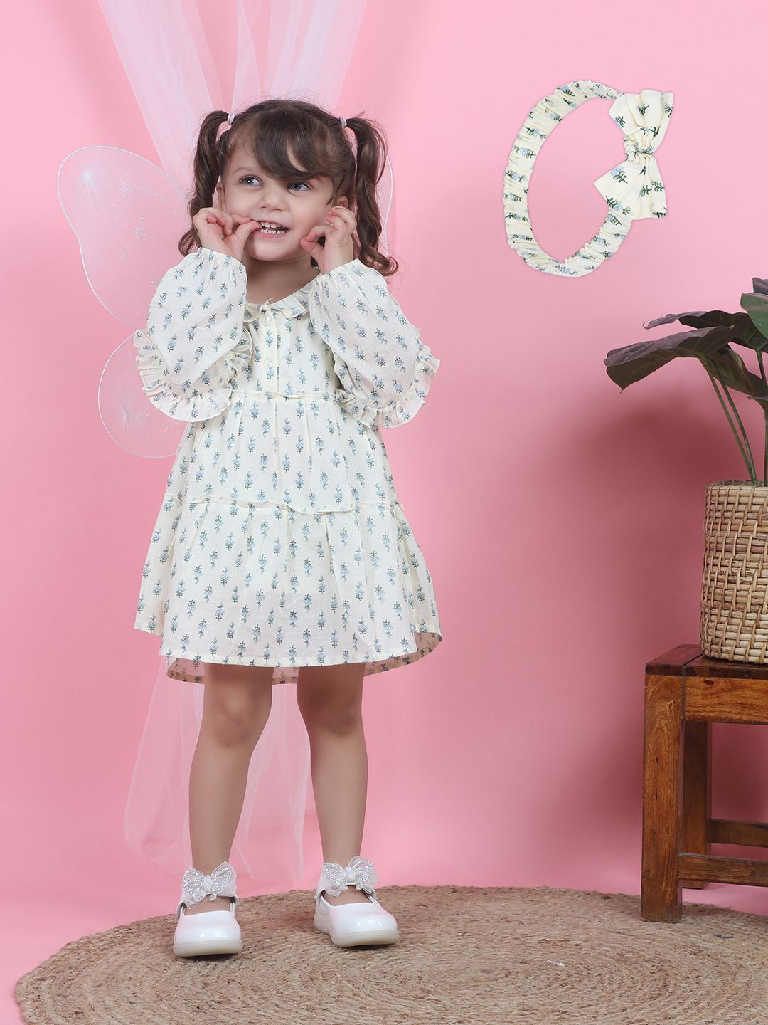 

Polka Tots Polka Dot Print A-Line Dress, Cream