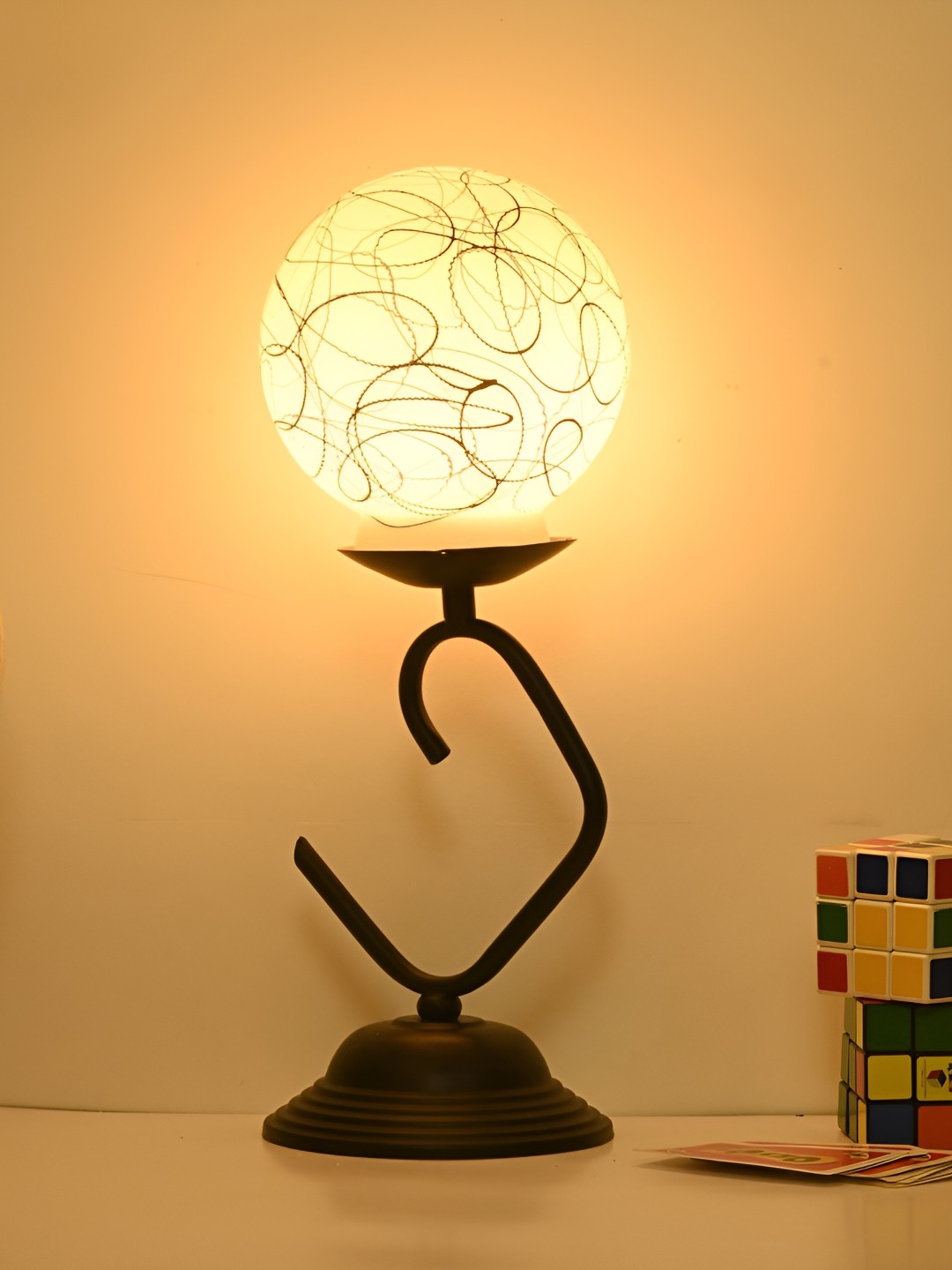 

Afast White Glass Traditional Spherical Table Lamp with Adjustable Cord