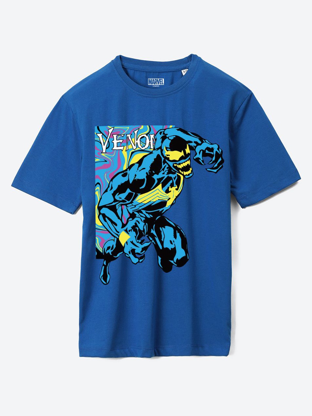 

YK Marvel Boys Printed Pure Cotton Applique T-shirt, Blue