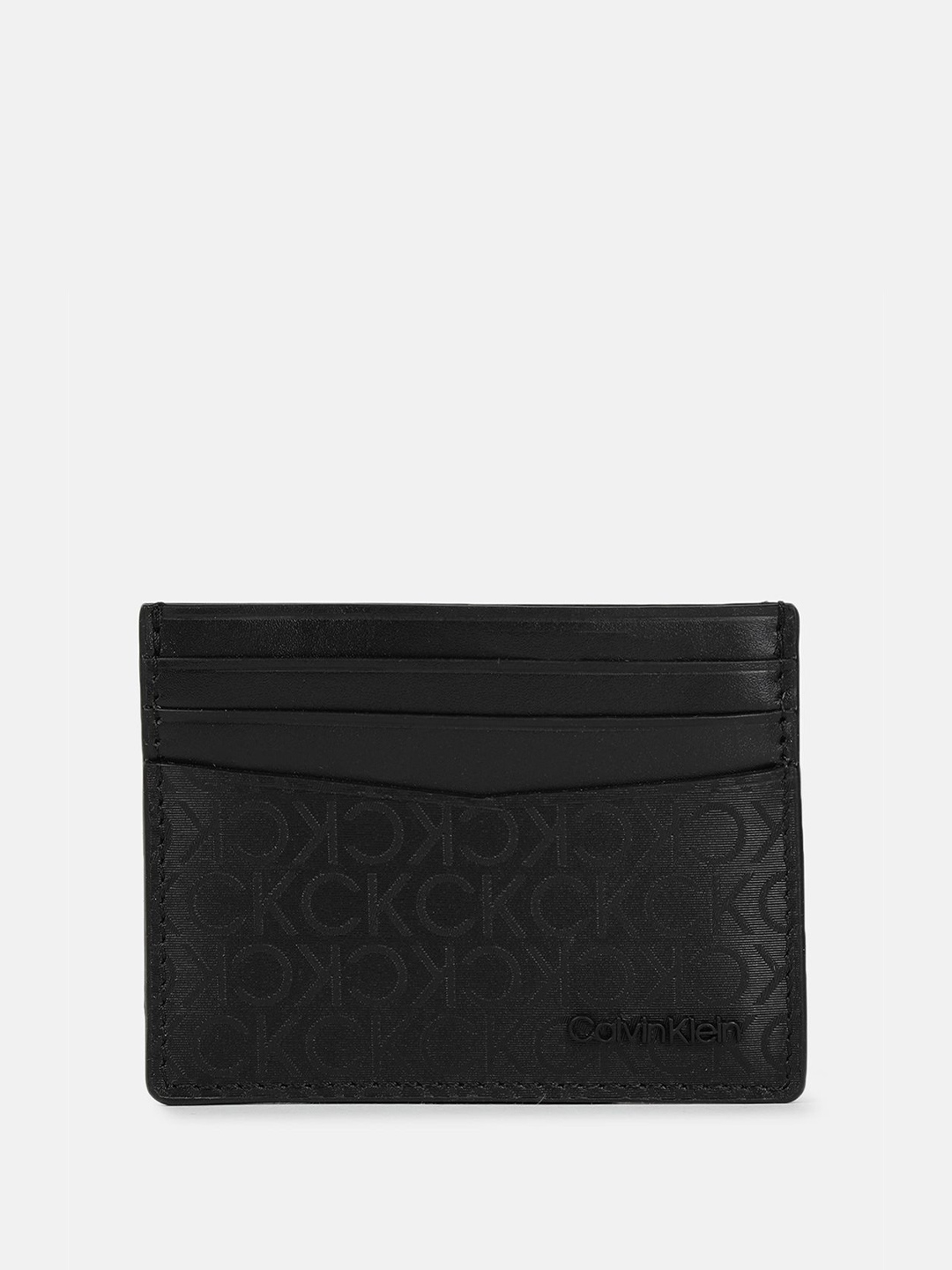 

Calvin Klein Men Typography Printed Leather Two Fold Wallet, Black