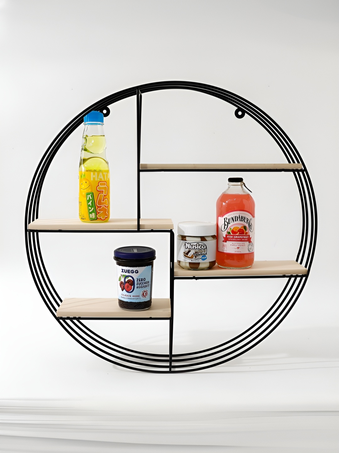 

UMAI Black Metal 4 Compartment Circular Design Wall Shelves