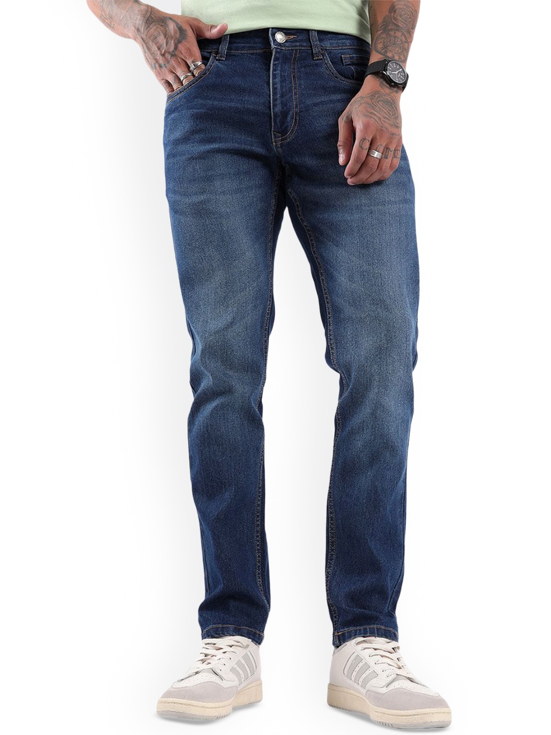 

WROGN Men Mid-Rise Slim Fit Light Fade Jeans, Blue