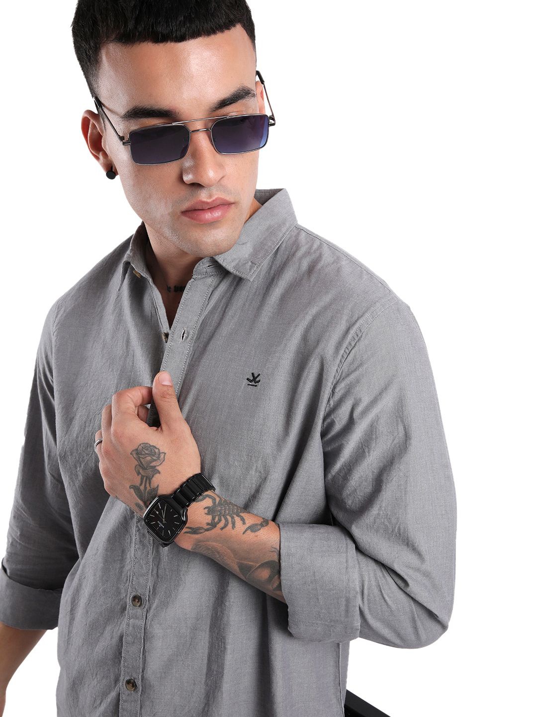 

WROGN Men Custom Opaque Casual Shirt, Grey