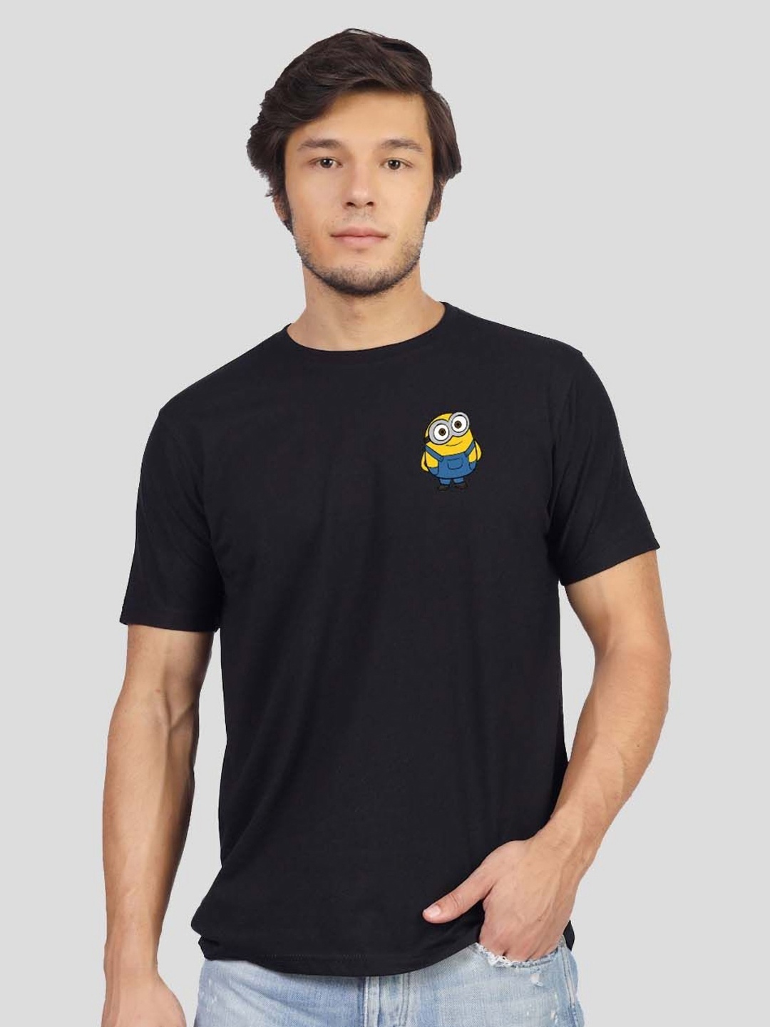 

Greylongg Men Typography Printed Applique T-shirt, Black