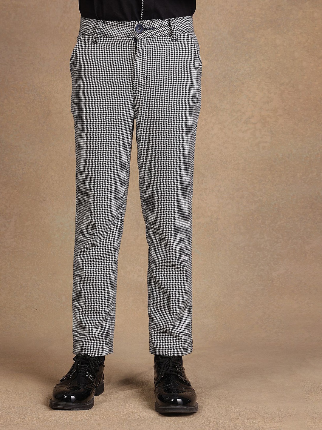 

One Friday Boys Checked Relaxed Trousers, Black