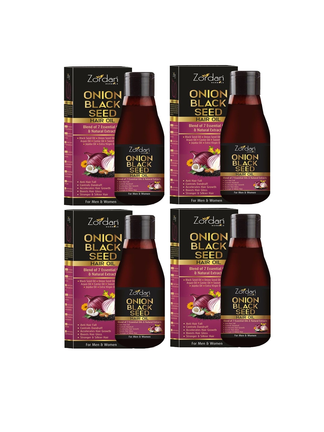 

ZORDAN Set Of 4 Onion Black Seed Hair Oil- 100ml Each