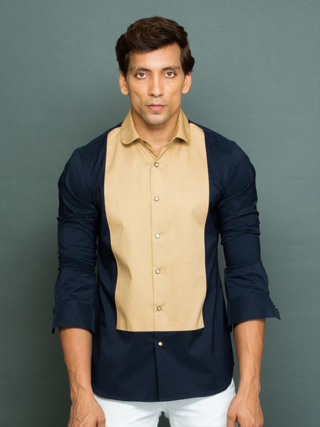 

ECHKE Men Custom Opaque Casual Shirt, Blue