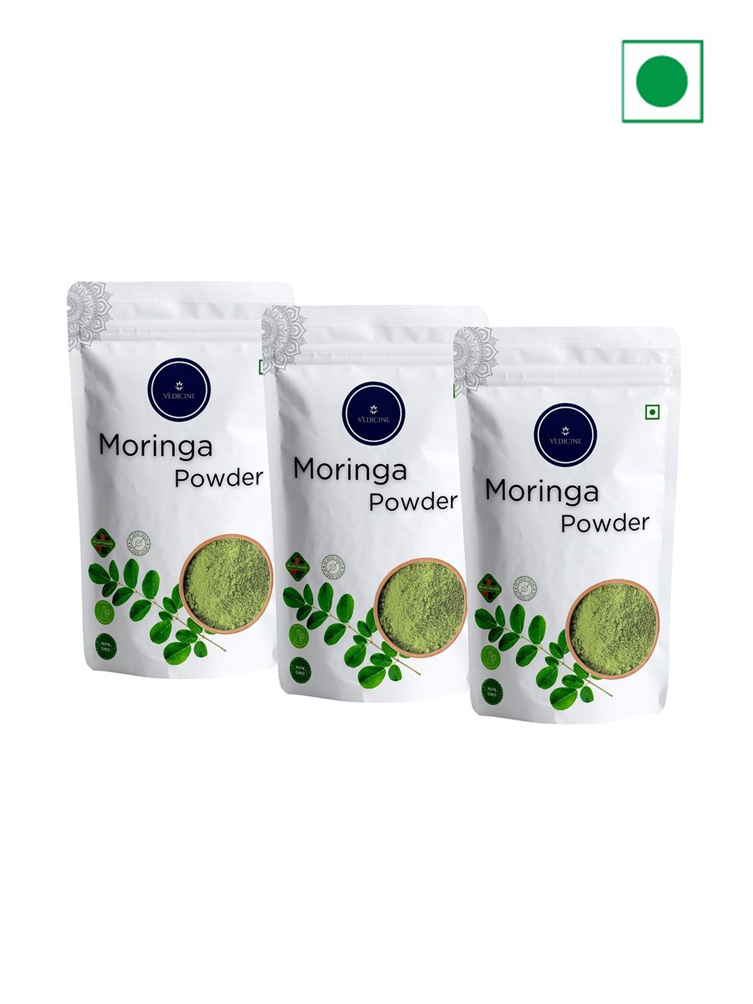 

VEDICINE Set Of 3 Pure Moringa Leaf Powder -100gEach, Green