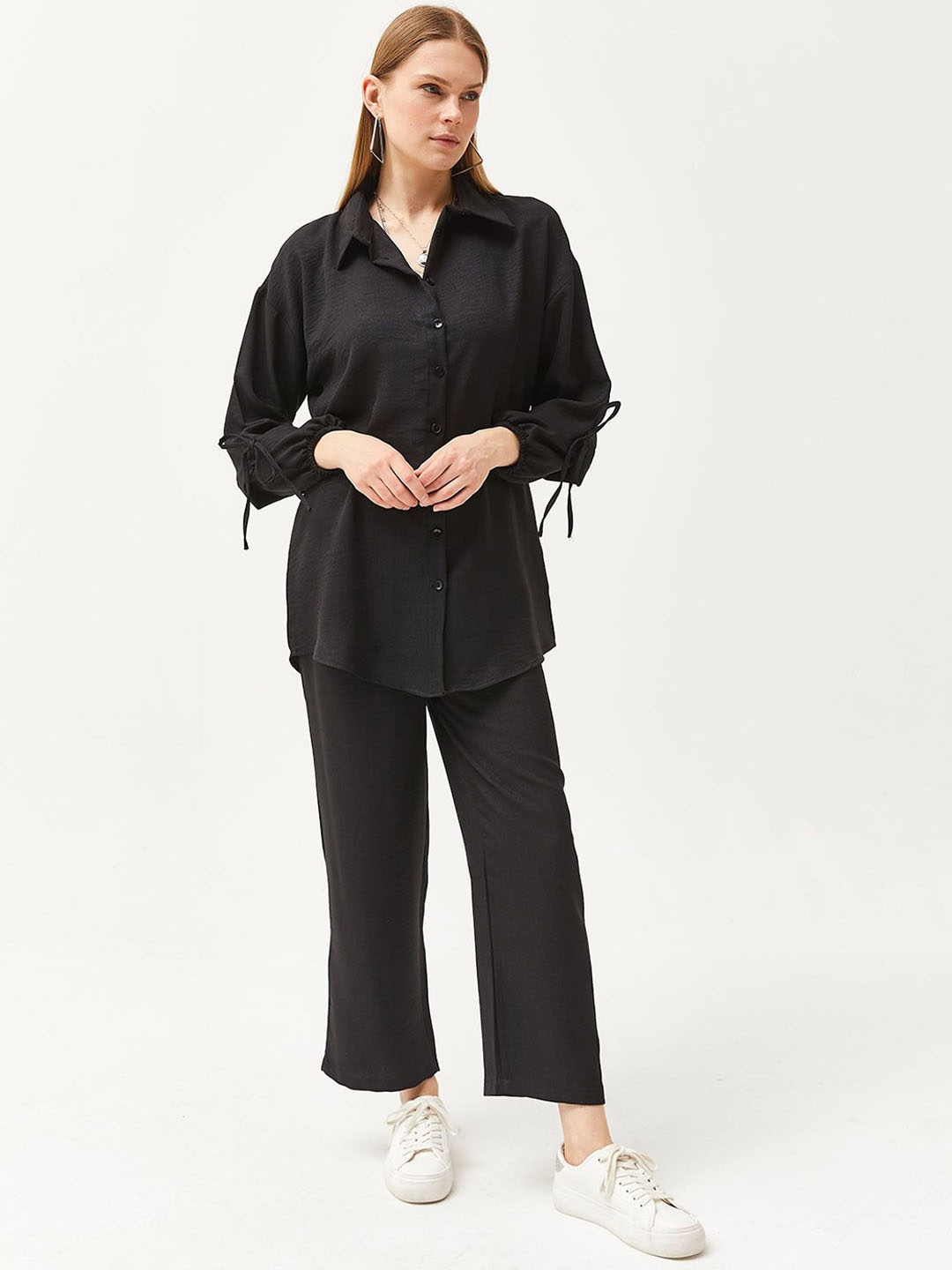 

Olalook Pure Cotton Shirt With Trousers, Black