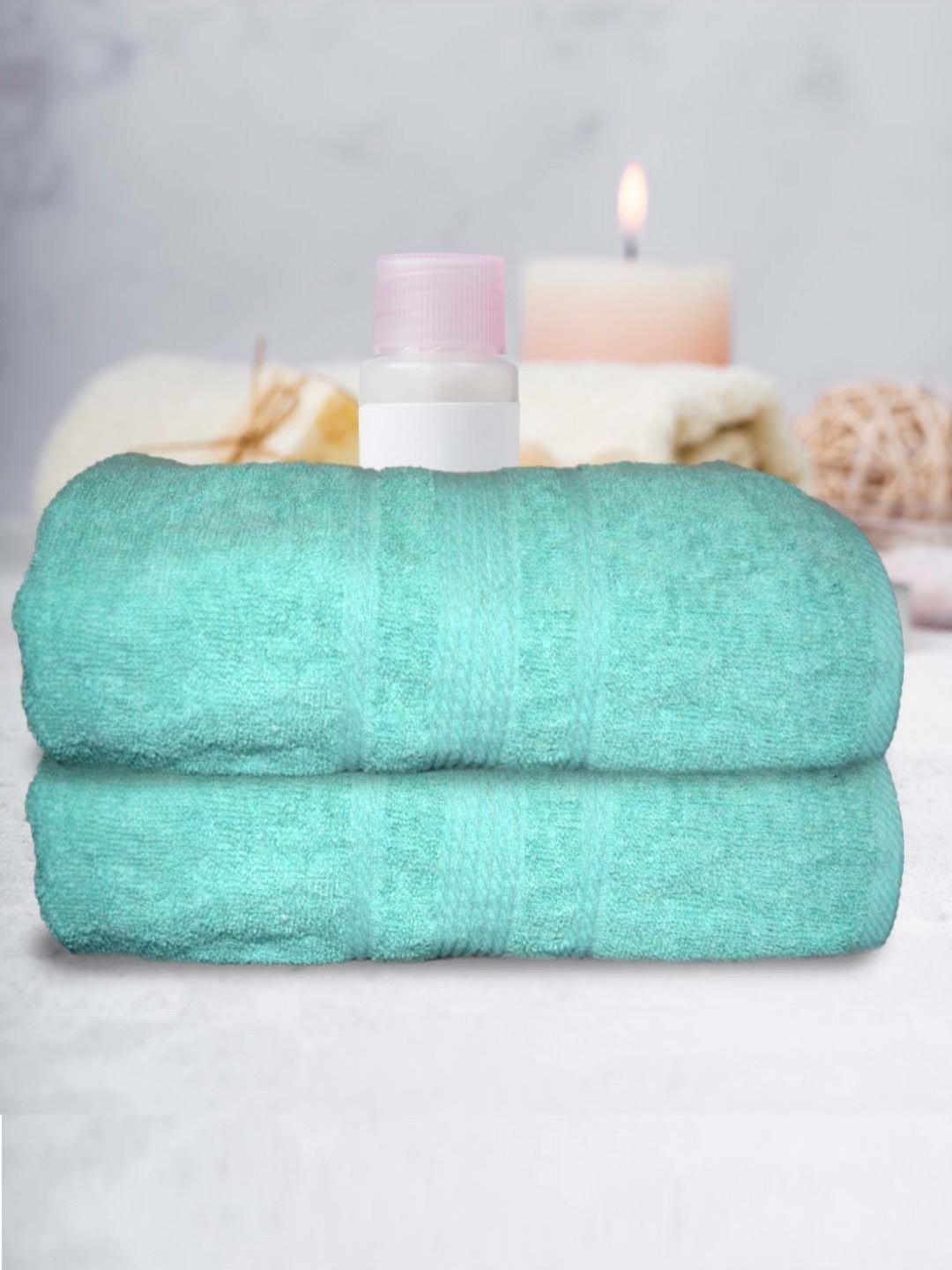 

Aura Green 2 Pieces Self Designed Cotton 500 GSM Bath Towel