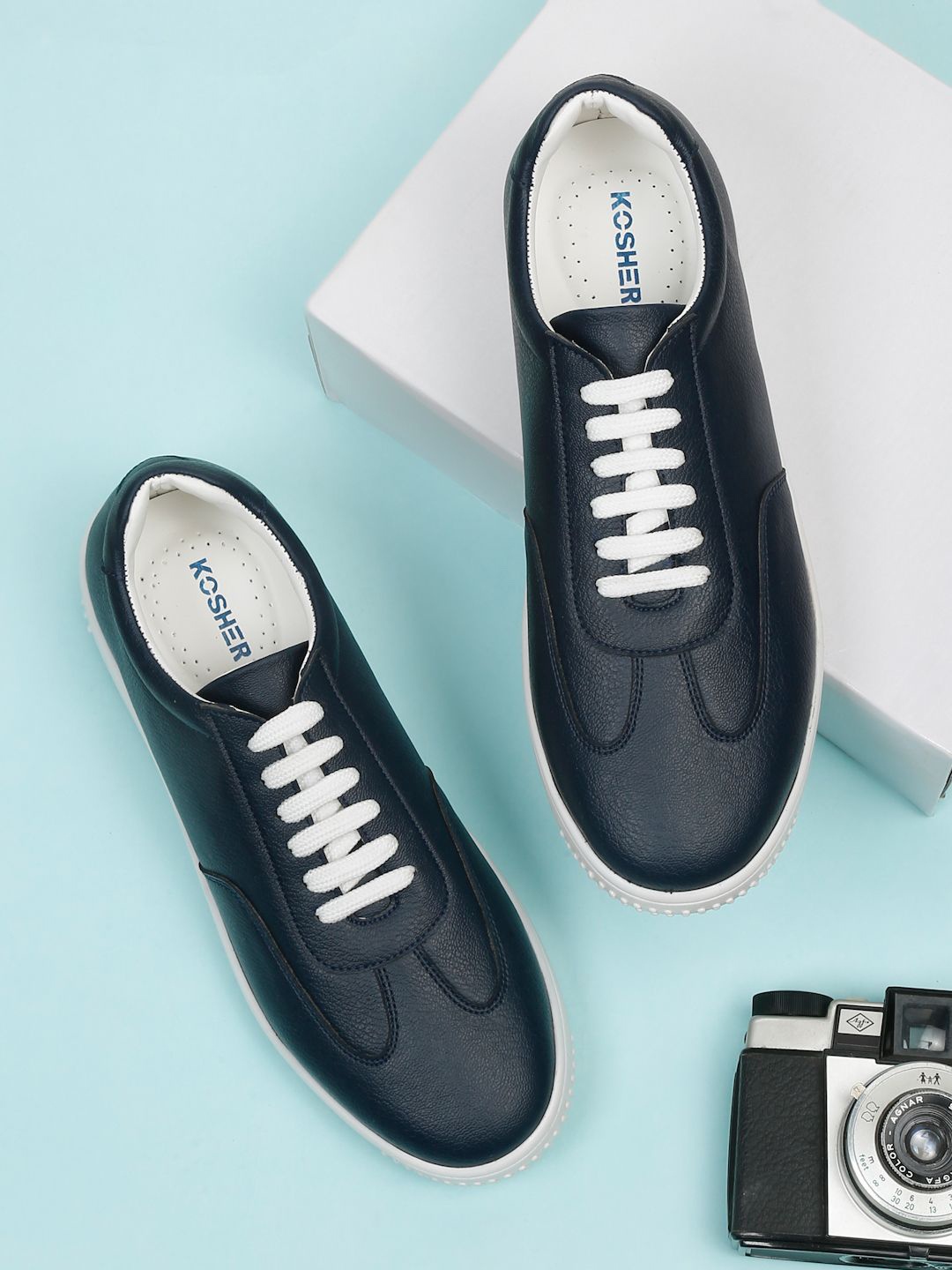 

Kosher Men Synthetic Leather Lace-Up Sneakers, Blue