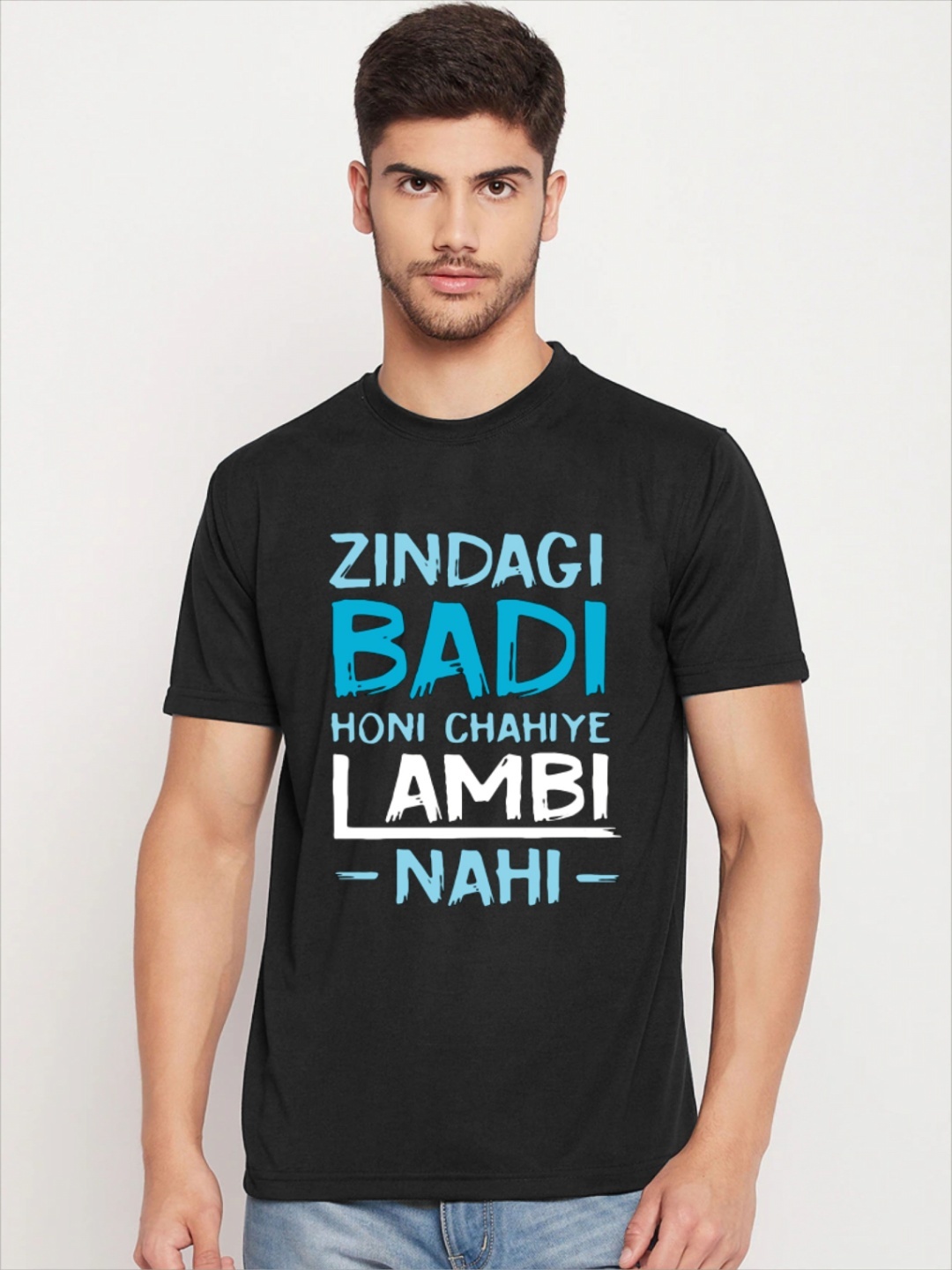 

Lyril Men Typography Printed Round Neck Cotton T-Shirt, Black