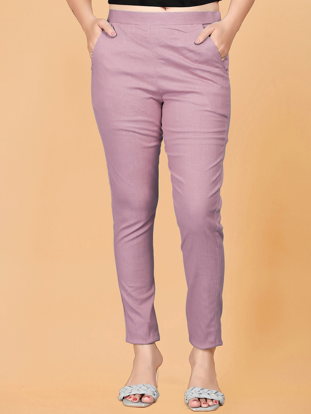 

VORHIZA Women Easy Wash Trousers, Rose