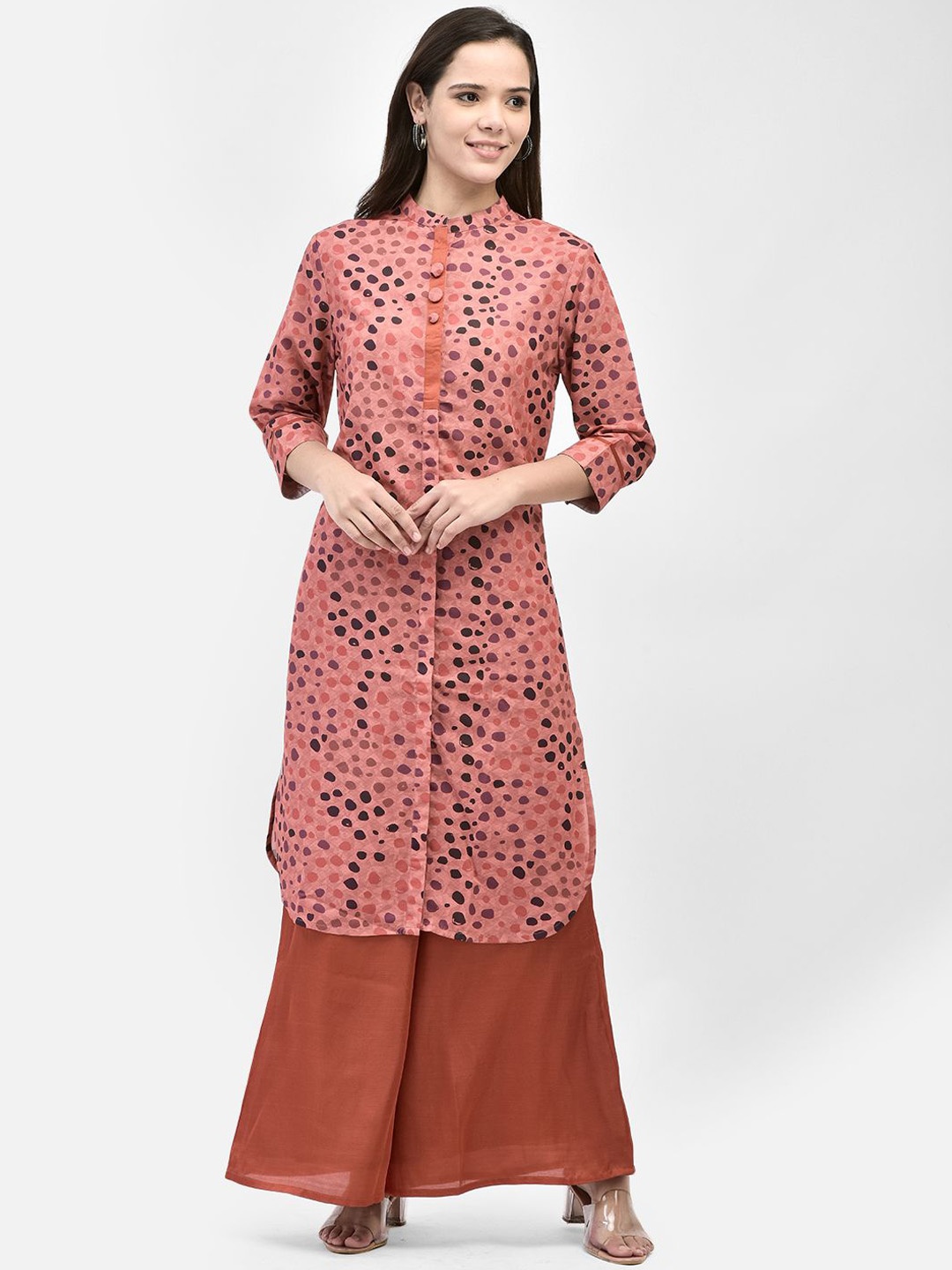 

FUTURO Women Printed Regular Kurta with Palazzos, Rust