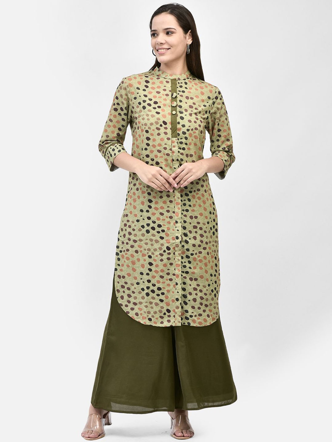 

FUTURO Women Printed Regular Kurta with Palazzos, Green