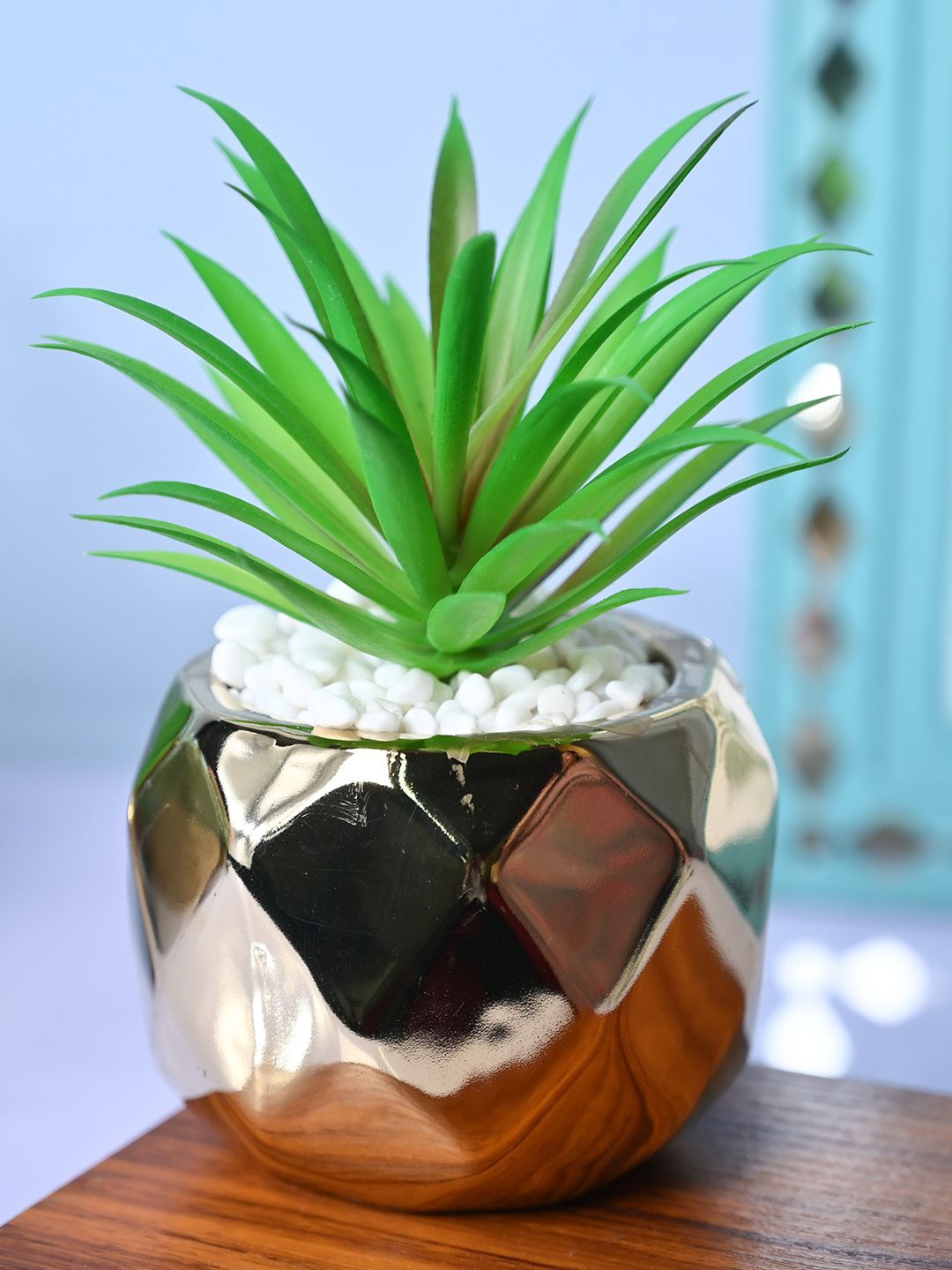 

MARKET99 Gold -Toned & Green Ceramic Artificial Plant With Pot