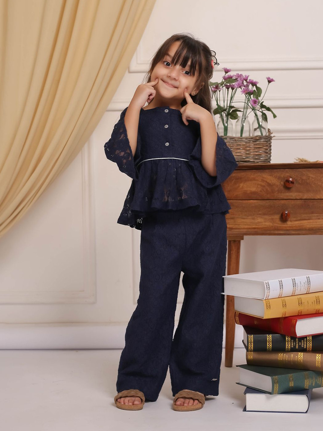 

Budding Bees Girls Top with Trousers, Blue