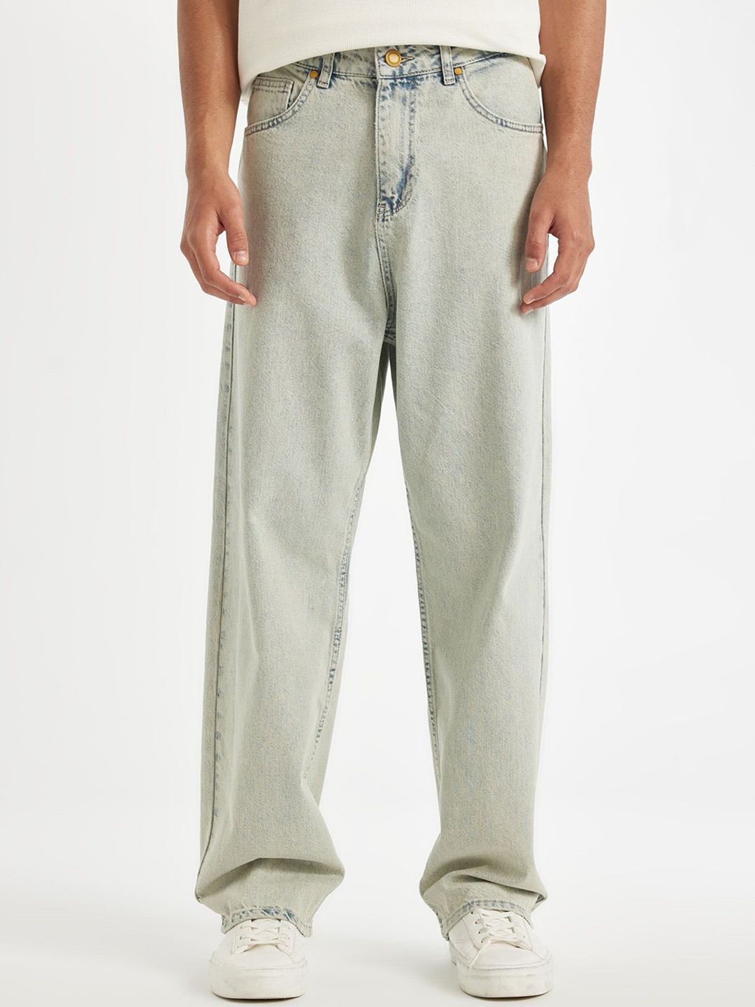 

DeFacto Men Mid-Rise Cotton Chinos, Off white