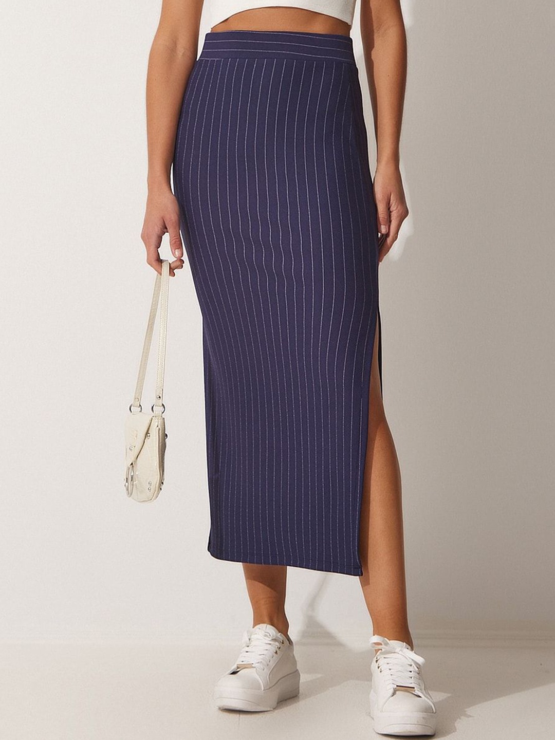 

Happiness istanbul Striped A-Line Maxi Skirt, Blue