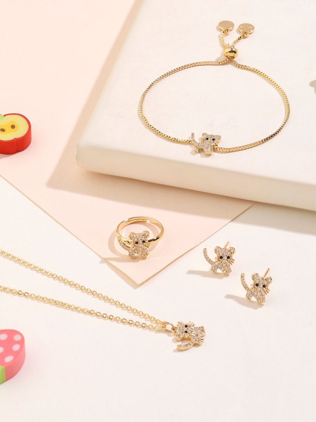 

SALTY Gold-Plated Stone-Studded Purrfect Jewellery Set