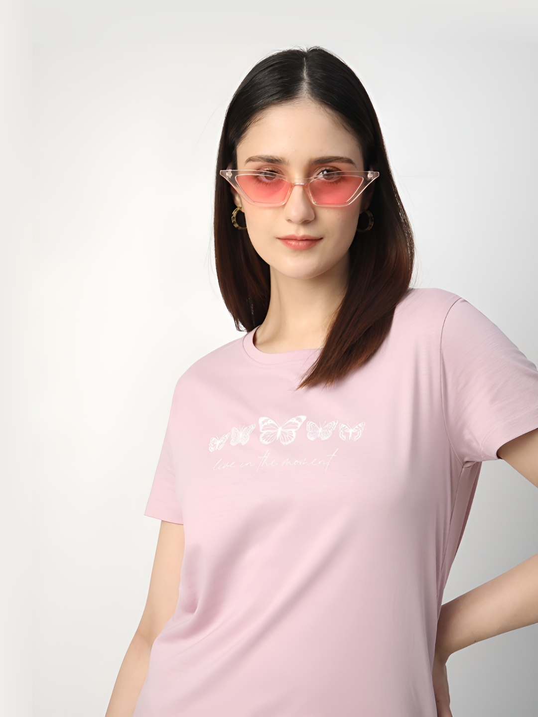 

R&B Women Typography Printed Round Neck Cotton T-Shirt, Purple