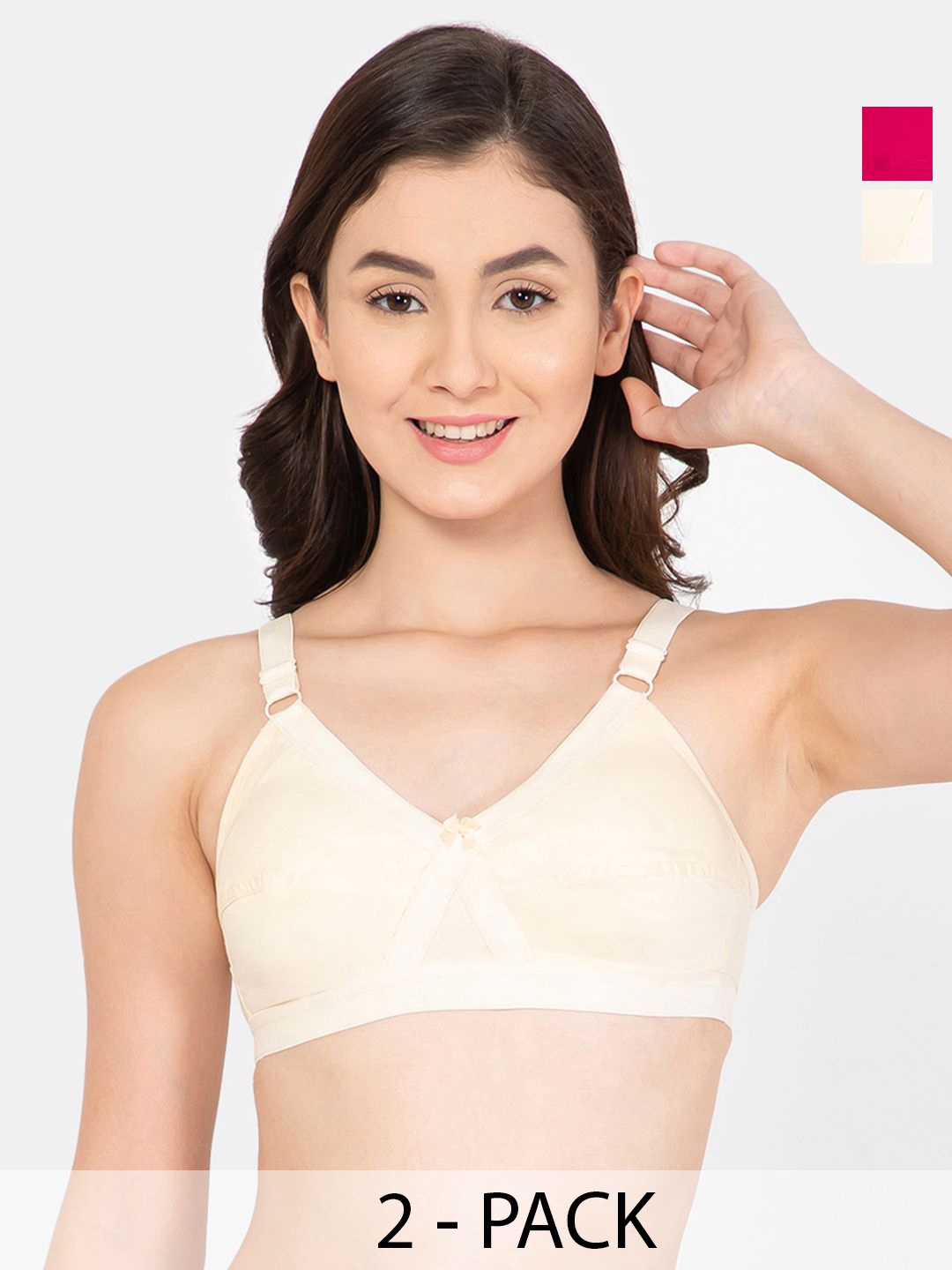 

Lady Lyka Medium Coverage solid cotton bra, Magenta