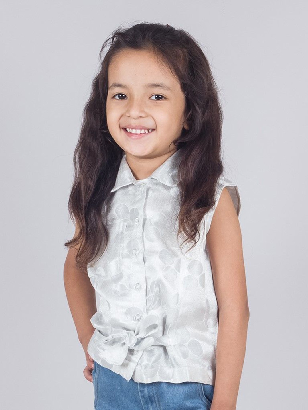 

Tangerine Closet Satin Shirt Style Top, Silver