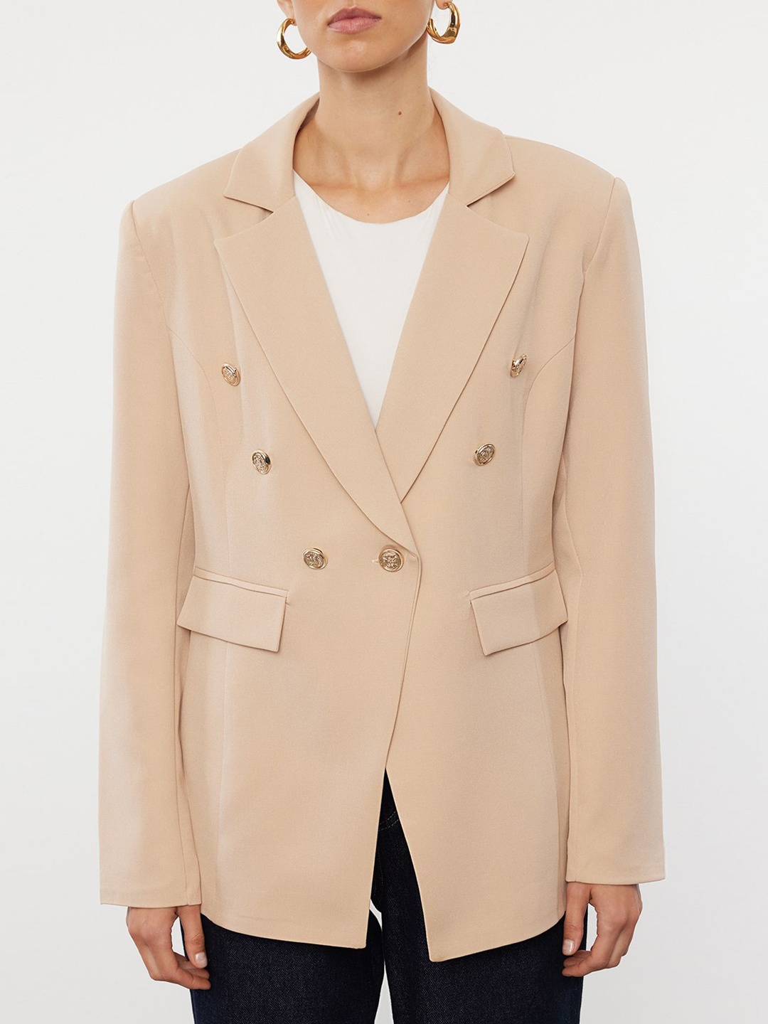 

Trendyol Slim-Fit Double Breasted Blazer, Beige