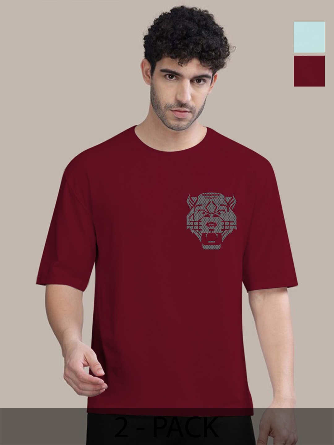 

AUSK Men Typography 2 Printed Applique T-shirt, Maroon