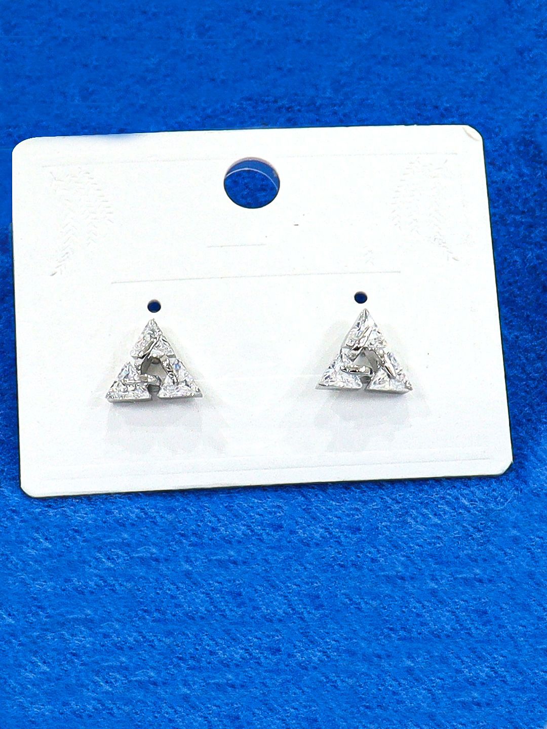 

VAGHBHATT Silver Plated Zircon Studded Triangular Studs