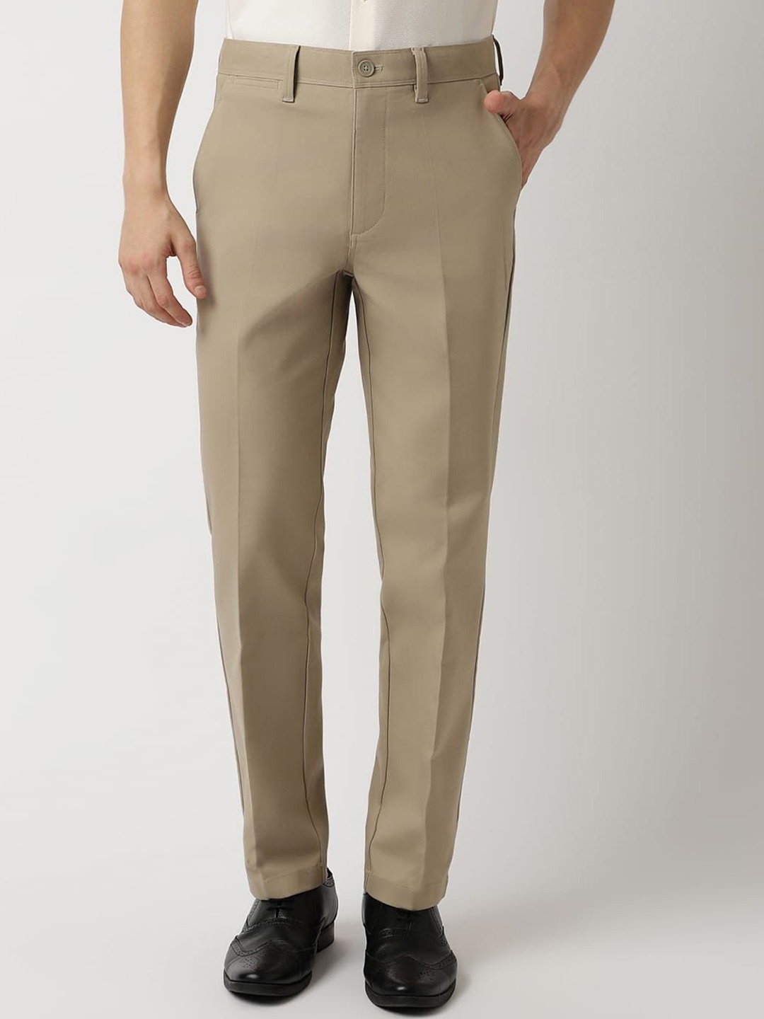 

Marks & Spencer Men Mid-Rise Formal Trousers, Brown
