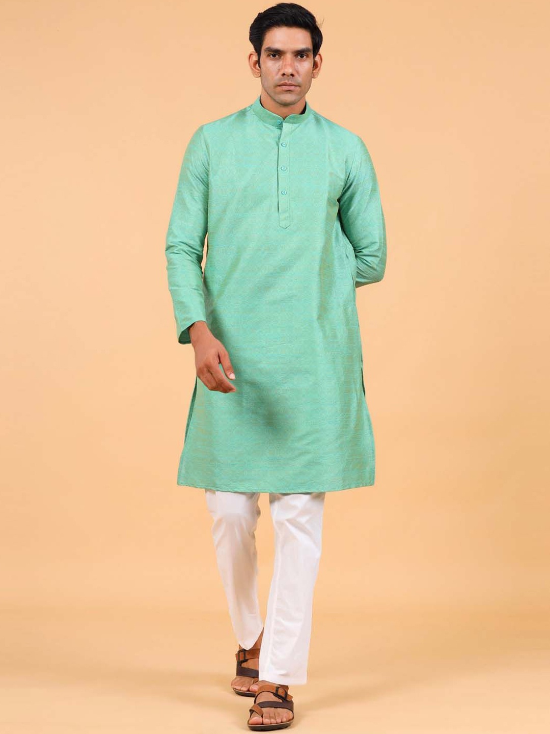 

Tistabene Ethnic Motifs Woven Design Straight Kurta, Green