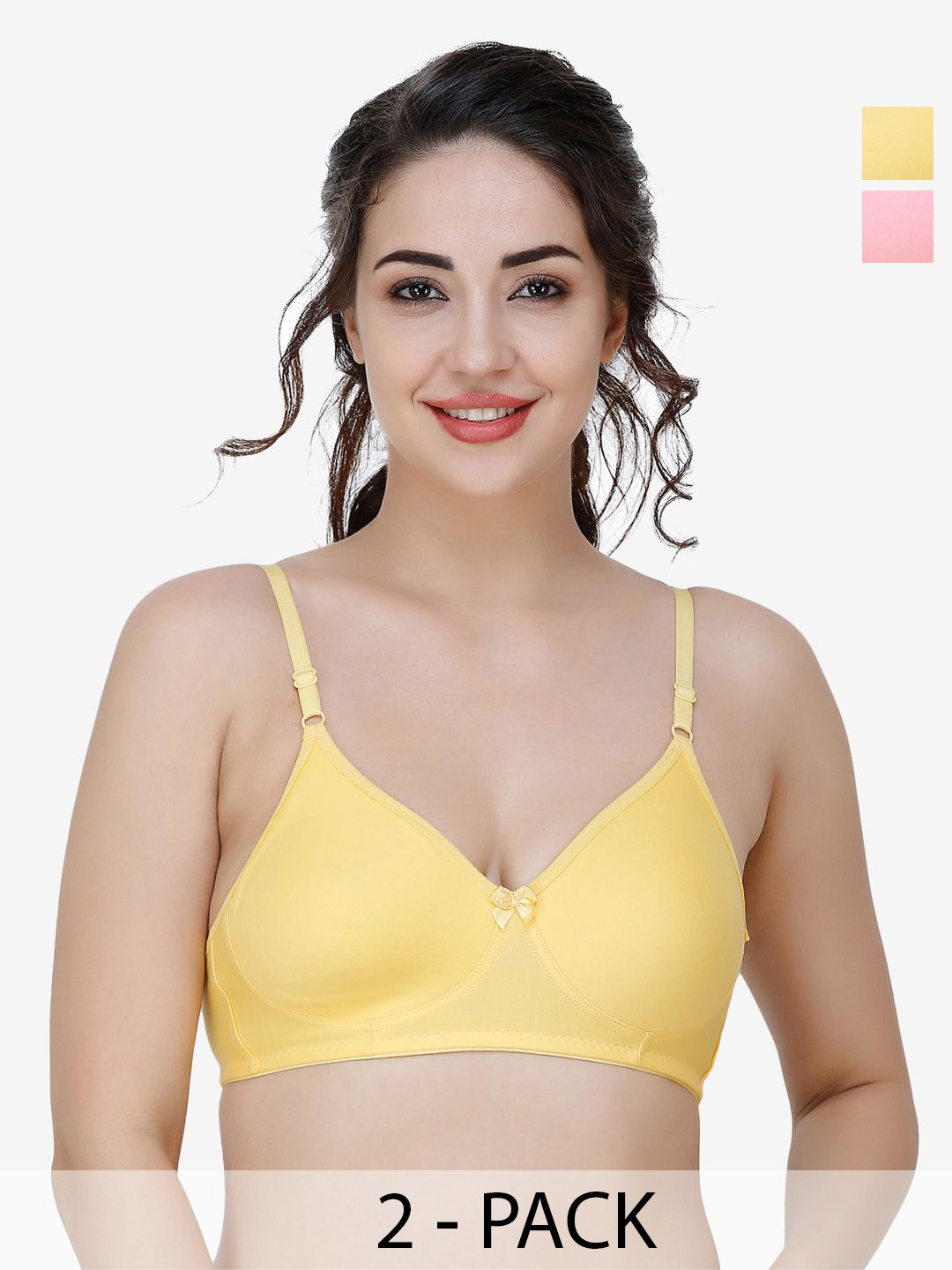 

Docare Women's Pack of 2 Solid Full Coverage T-Shirt Bra, Peach