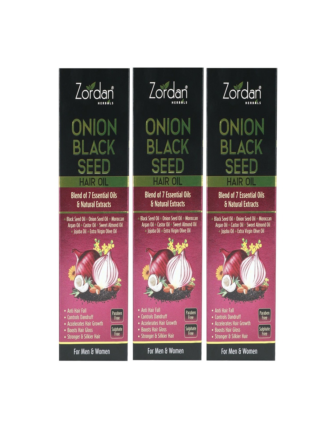 

ZORDAN Set Of 3 Onion Black Seed Hair Oil- 100ml Each