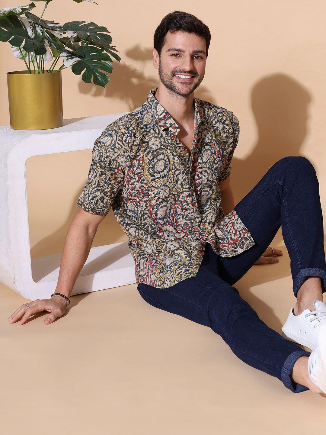 

MOSHI Men Comfort Floral Opaque Printed Casual Shirt, Green