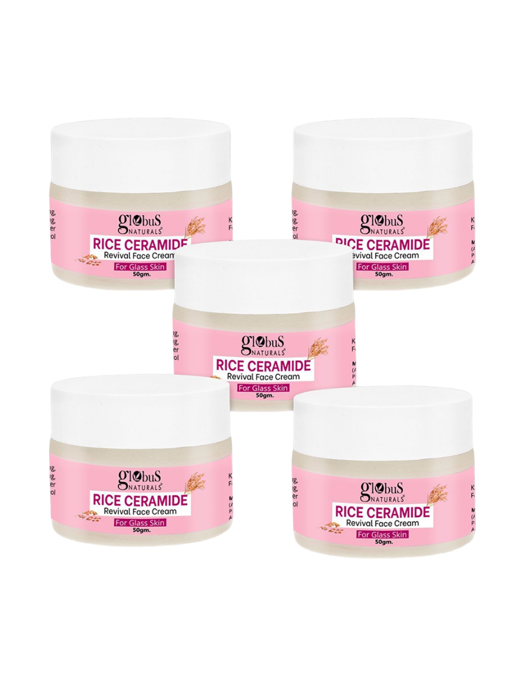 

Globus naturals Set Of 5 Rice Ceramide Revival Face Cream - 50 g Each, Beige