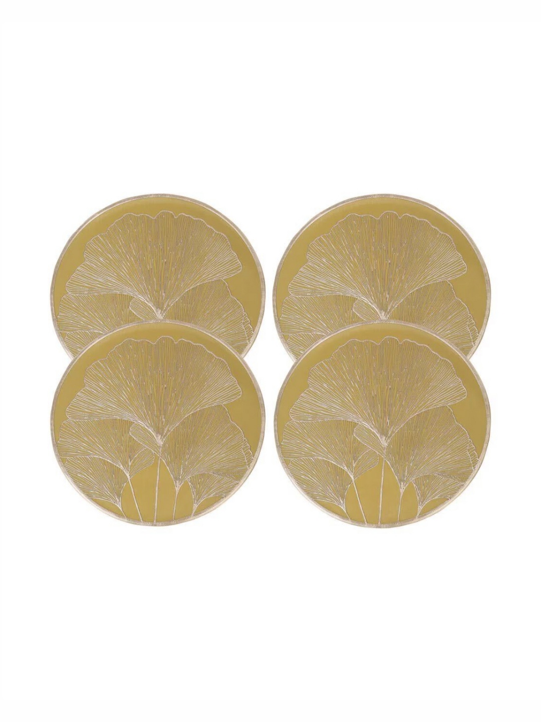

Dakshya Industries Gold Toned Floral Textured Round Table Placemats