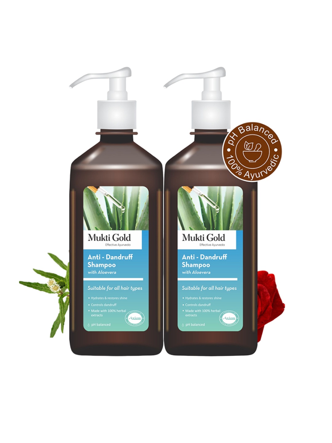

Axiom Set Of 2 Mukti Gold Anti-Dandruff Shampoo-400ml Each, Brown
