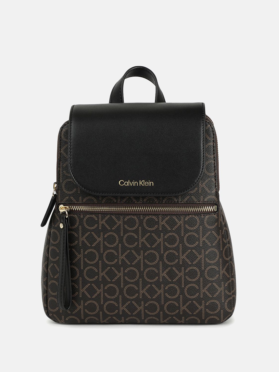 

Calvin Klein Jeans PU Structured Hobo Bag with Cut Work, Brown